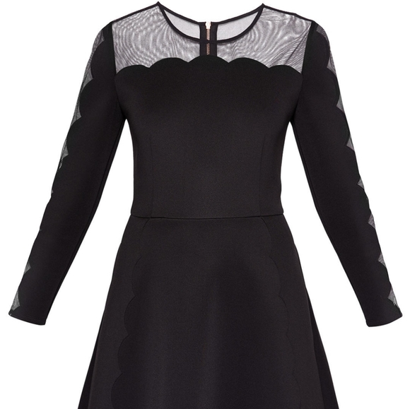 🍒NWOT🍒 TED BAKER SCALLOPED EDGES SKATER DRESS - Picture 5 of 6